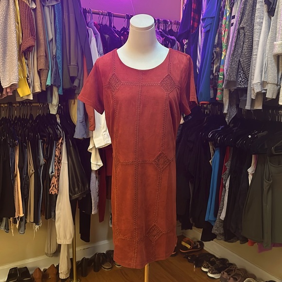 Skies are Blue Medium Rust Colored Dress- suede - Picture 1 of 3